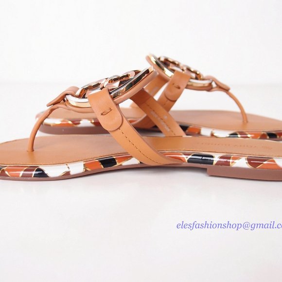 NIB Tory Burch Enamel Miller Sandals Elba Camello US 7 AUTHETNIC - Picture 11 of 15